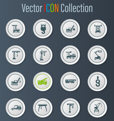 Crane and lifing machines icon set