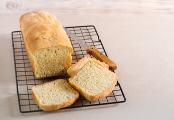Homemade white bread, sliced