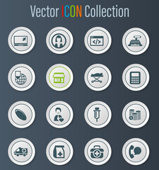 Drug store icons set