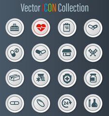 Drug store icons set