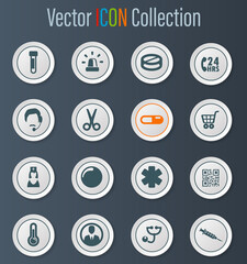 Drug store icons set