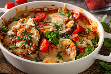 Eggplant baked with cheese