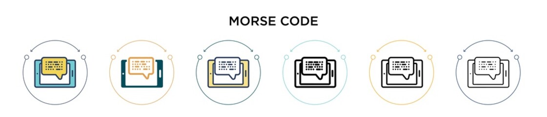 Morse code icon in filled, thin line, outline and stroke style. Vector illustration of two colored and black morse code vector icons designs can be used for mobile, ui, web