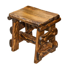 Stool on a  white background. Carpentry art.
