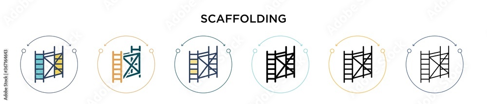 Poster scaffolding icon in filled, thin line, outline and stroke style. vector illustration of two colored 