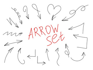 Hand drawn arrow set. Vector handwritten icon