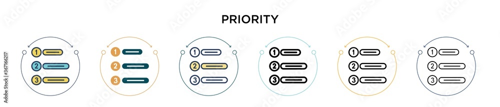 Poster priority icon in filled, thin line, outline and stroke style. vector illustration of two colored and