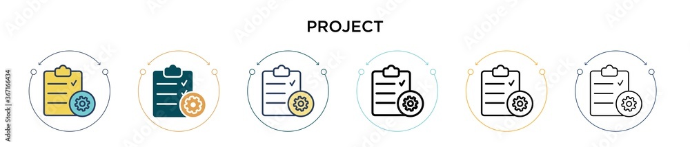 Poster project icon in filled, thin line, outline and stroke style. vector illustration of two colored and 
