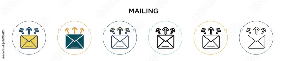 Poster mailing icon in filled, thin line, outline and stroke style. vector illustration of two colored and 