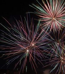 Big bright fireworks in the night sky