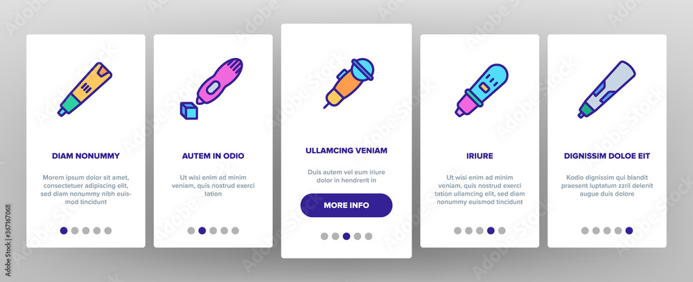 Poster 3d pen printing gadget onboarding mobile app page screen vector. 3d pen engineering electronic stati