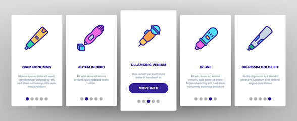 3d Pen Printing Gadget Onboarding Mobile App Page Screen Vector. 3d Pen Engineering Electronic Stationery Device For Print Constructor Illustrations