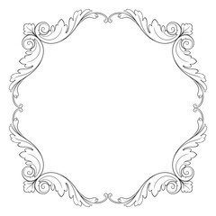 Vintage Ornament Element in baroque style with filigree and floral engrave the best situated for create frame, border, banner. It's hand drawn foliage swirl like victorian or damask design arabesque.