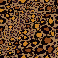 Vector Seamless pattern of leopard skin on brown background, Wild Animals pattern for textile or wall paper