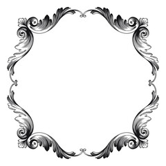 Vintage Ornament Element in baroque style with filigree and floral engrave the best situated for create frame, border, banner. It's hand drawn foliage swirl like victorian or damask design arabesque.