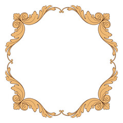 Vintage Ornament Element in baroque style with filigree and floral engrave the best situated for create frame, border, banner. It's hand drawn foliage swirl like victorian or damask design arabesque.