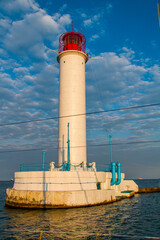 An old sea lighthouse in the Odessa port