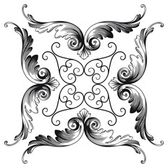 Fototapeta premium Classical baroque vector of vintage element for design. Decorative design element filigree calligraphy vector. You can use for wedding decoration of greeting card and laser cutting.