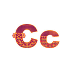 Vector abstract letter C with ornamental pattern.