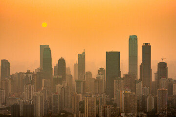 Fototapeta premium Chongqing, China downtown city skyline over the Yangtze River
