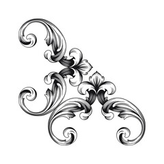 Classical baroque vector of vintage element for design. Decorative design element filigree calligraphy vector. You can use for wedding decoration of greeting card and laser cutting.