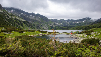 Naklejka na ściany i meble lake among the tatra mountains in europe beautiful view from the top of the mountain