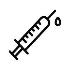 Syringe outline icon on isolated background, Injection line icon, Syringe vector illustration for logo, ui, web, apps, banner, poster, brochure, infographic, etc.