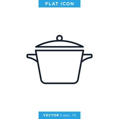 Cooking Pan Icon Vector Design Template. Editable Stroke.