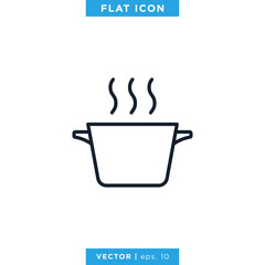 Cooking Pan Icon Vector Design Template. Editable Stroke.