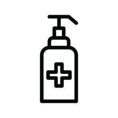 Hand sanitizer outline icon on isolated background, Disinfectant line icon, Hand sanitizer vector illustration for logo, ui, web, apps, banner, poster, brochure, infographic, etc. 