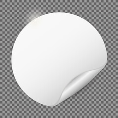 white paper round sticker banners on transparent background