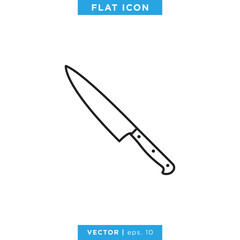 Kitchen Knife Icon Vector Design Template. Editable Stroke.