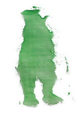 Isolated green watercolor blot on white paper