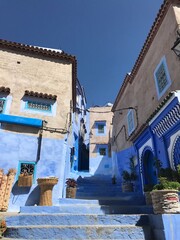 nice view of the blue city of chefchaouen

