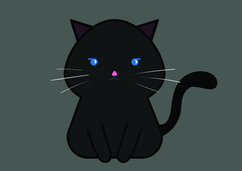 Simple cute black cat vector illustration