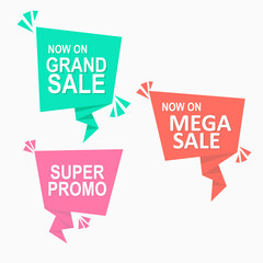 abstract modern flat set of colorful origami speech bubbles label promotion and price tag design