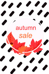 Beautiful frame of autumn leaves and inscription autumn sale, vector graphics