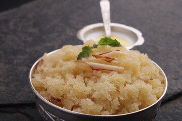 Suji ka halwa is indian dish, served as dessert or as offering to gods. Its tastes sweet and delicious. In marathi it called as sheera or ravyacha sheera.