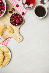 Continental breakfast with fresh fruit and coffee