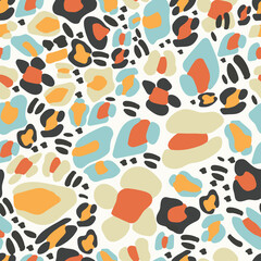Vector Seamless pattern of abstact leopard skin in pastel colour Autumn, Wild Animals pattern for textile or wall paper