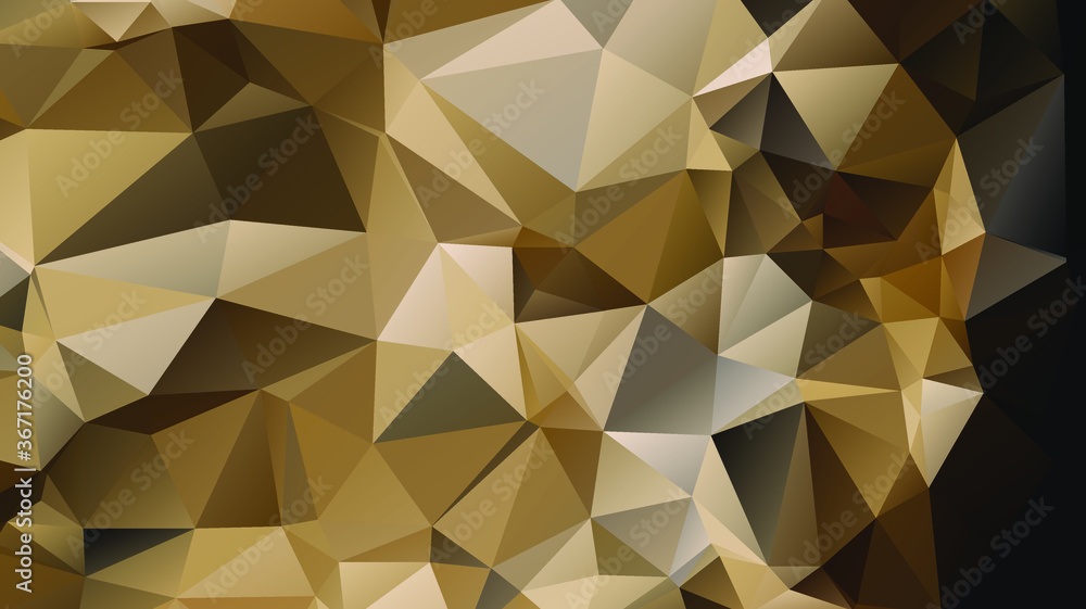 Poster light luxury gold vector polygon abstract layout , low poly background . vector blurry triangle text