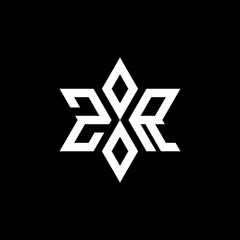 ZR monogram logo with star shape and luxury style