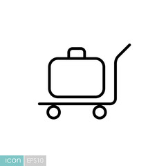 Baggage, luggage, suitcases on trolley vector icon
