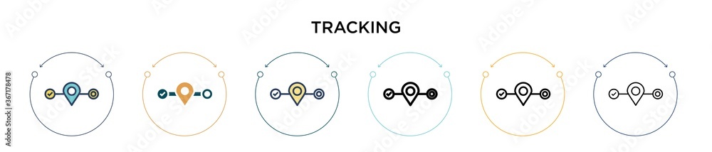 Poster tracking icon in filled, thin line, outline and stroke style. vector illustration of two colored and