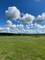 Fototapeta na wymiar soccer field and blue sky