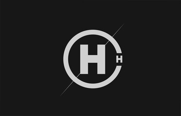 alphabet H letter logo icon. White black simple line and circle design for company identity