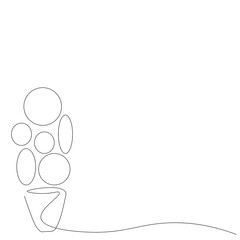 Plant in pot on table line draw. Vector illustration