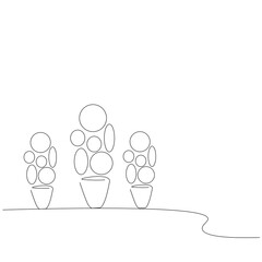 Plants in pot on table. Vector illustration