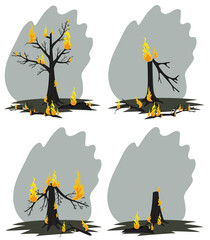 Illustration of burnt firewood.