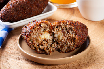 .Kibe Fried. Very typical in Brazil. Accompanied by lemon and pepper sauce